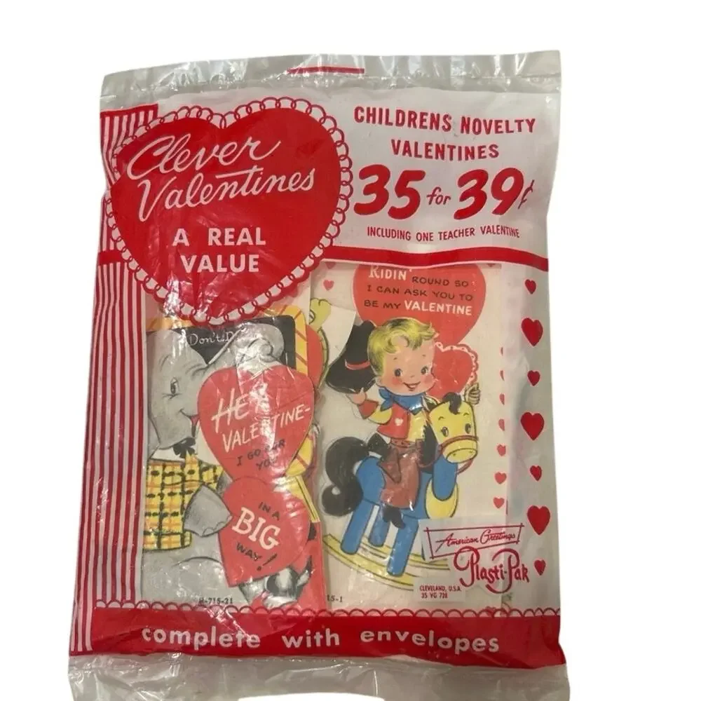1950’s 35 Children’s Valentines cards, Original packaging unopened cards NOS Vtg